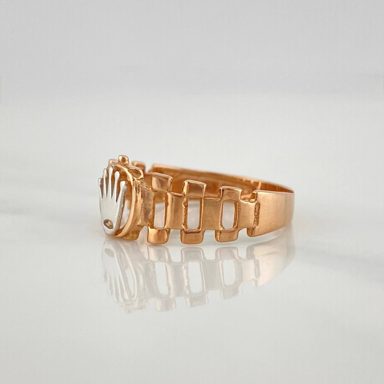 Anillo Correa Corona 1.95 g / T7 Dos Oros Blanco Rosa 18K