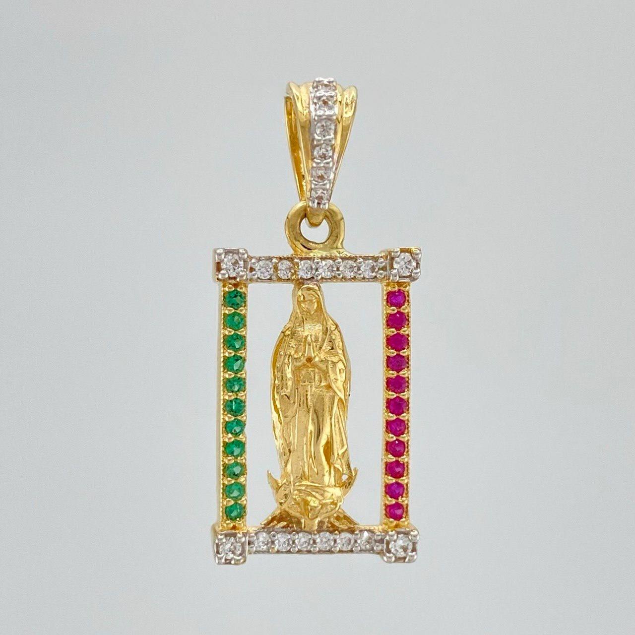 Dije Virgen Guadalupe 2.3 g / 2.5 cm Dos Oros Amarillo Blanco 18K