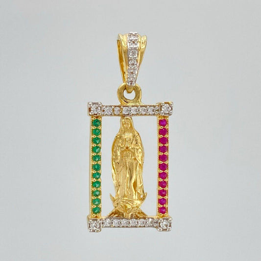 Dije Virgen Guadalupe 2.3 g / 2.5 cm Dos Oros Amarillo Blanco 18K