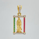 Dije Virgen Guadalupe 2.3 g / 2.5 cm Dos Oros Amarillo Blanco 18K