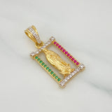 Dije Virgen Guadalupe 2.3 g / 2.5 cm Dos Oros Amarillo Blanco 18K