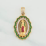 Dije Virgen Guadalupe 3.9 g / 3.3 cm Dos Oros Amarillo Blanco 18K