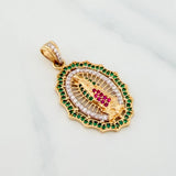 Dije Virgen Guadalupe 3.9 g / 3.3 cm Dos Oros Amarillo Blanco 18K