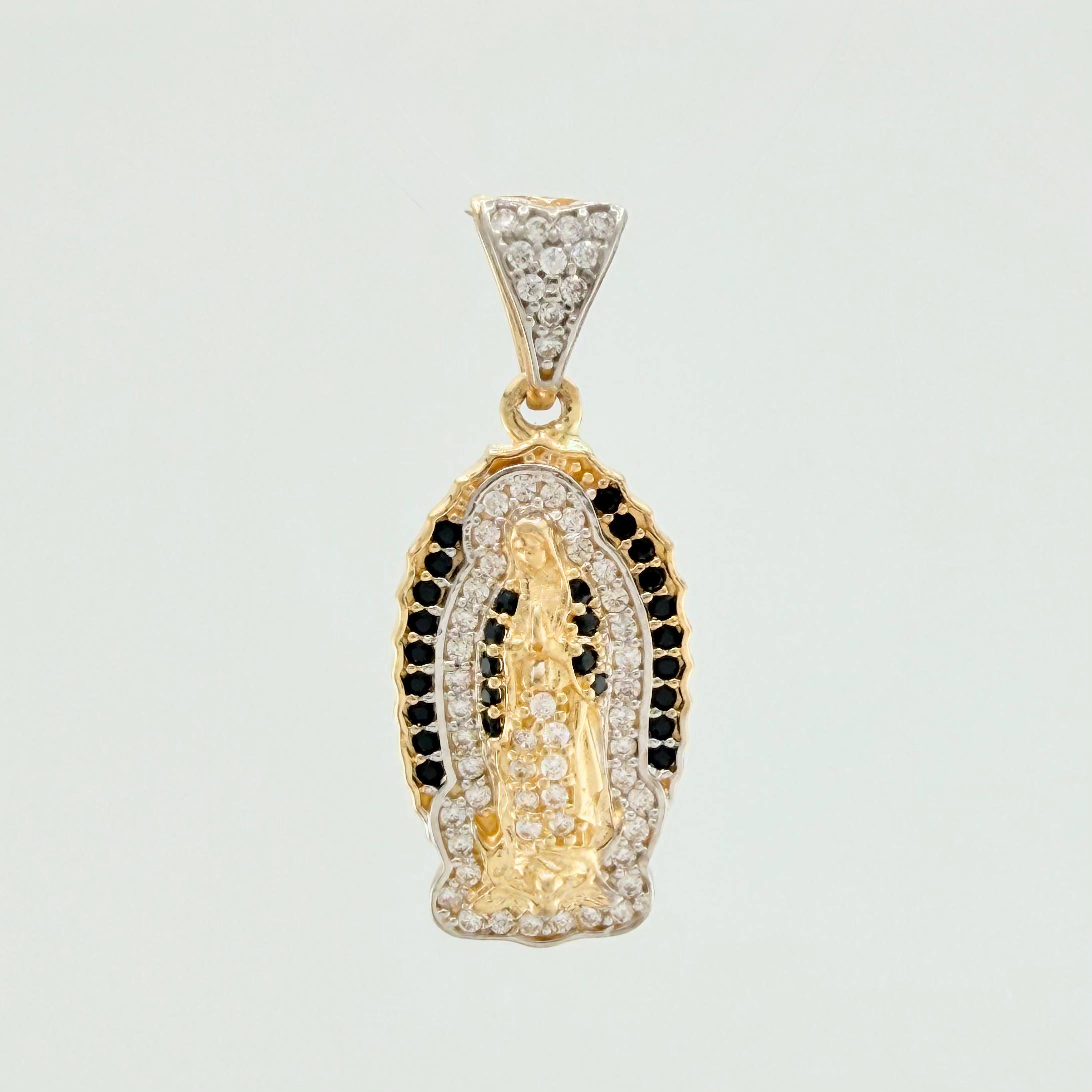 Dije Virgen Guadalupe 3.1 g / 2.8 cm Dos Oros Amarillo Blanco 18K