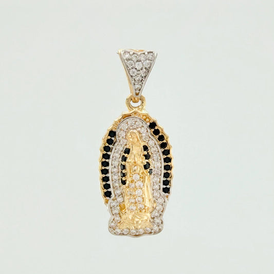 Dije Virgen Guadalupe 3.1 g / 2.8 cm Dos Oros Amarillo Blanco 18K