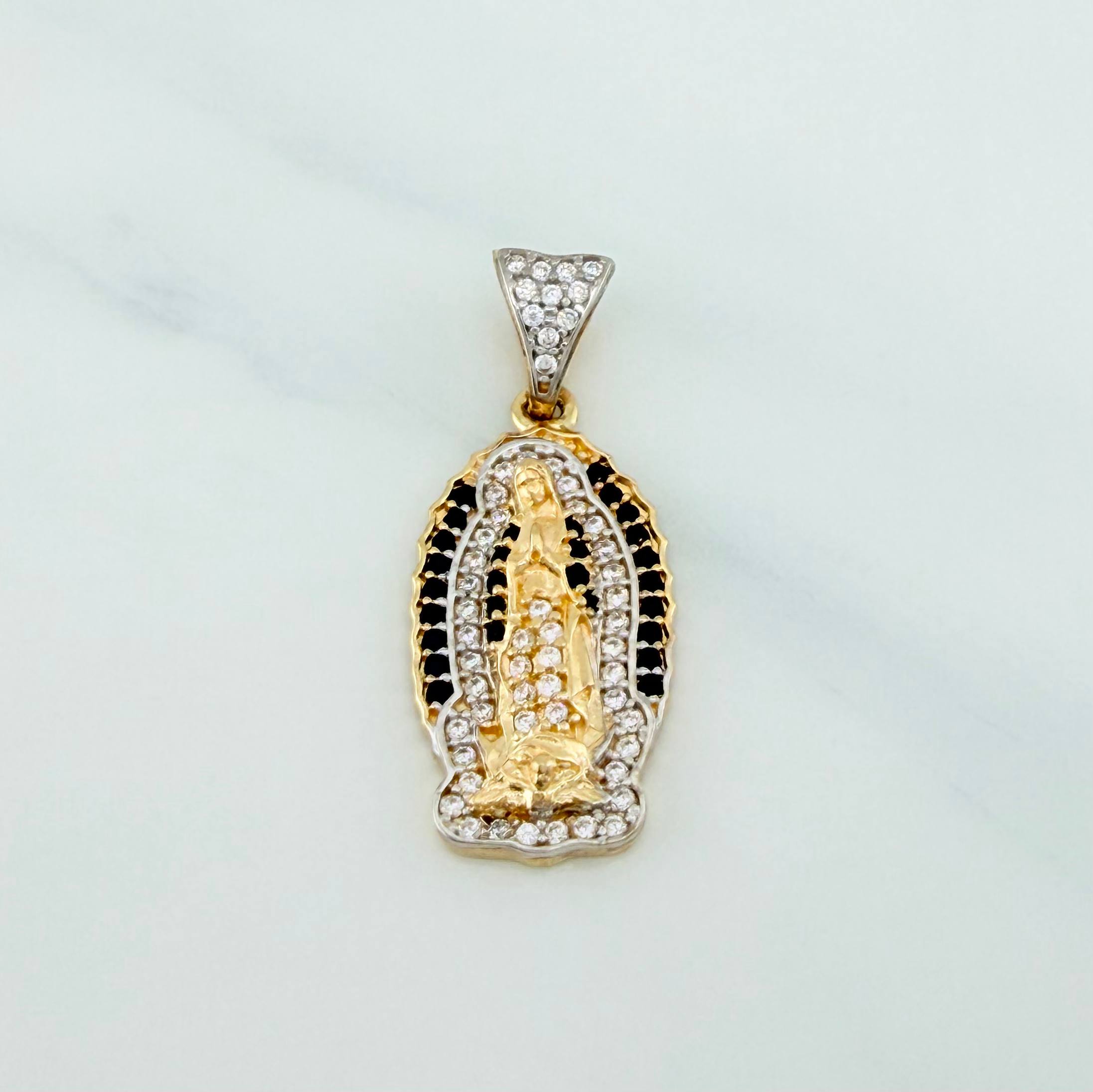 Dije Virgen Guadalupe 3.1 g / 2.8 cm Dos Oros Amarillo Blanco 18K