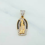 Dije Virgen Guadalupe 3.1 g / 2.8 cm Dos Oros Amarillo Blanco 18K