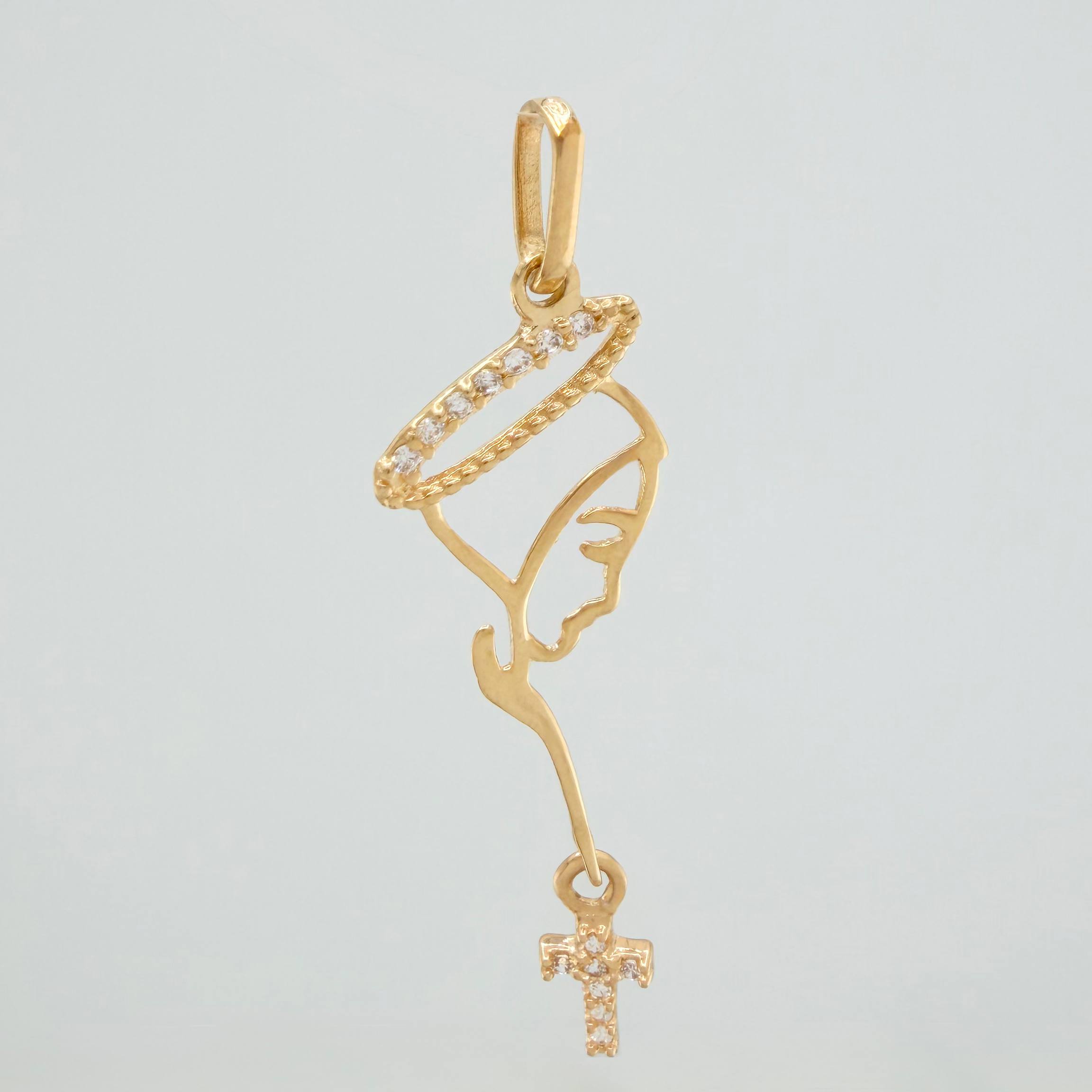 Dije Virgen Maria Cruz 0.75 g / 3.8 cm Oro Amarillo 18K