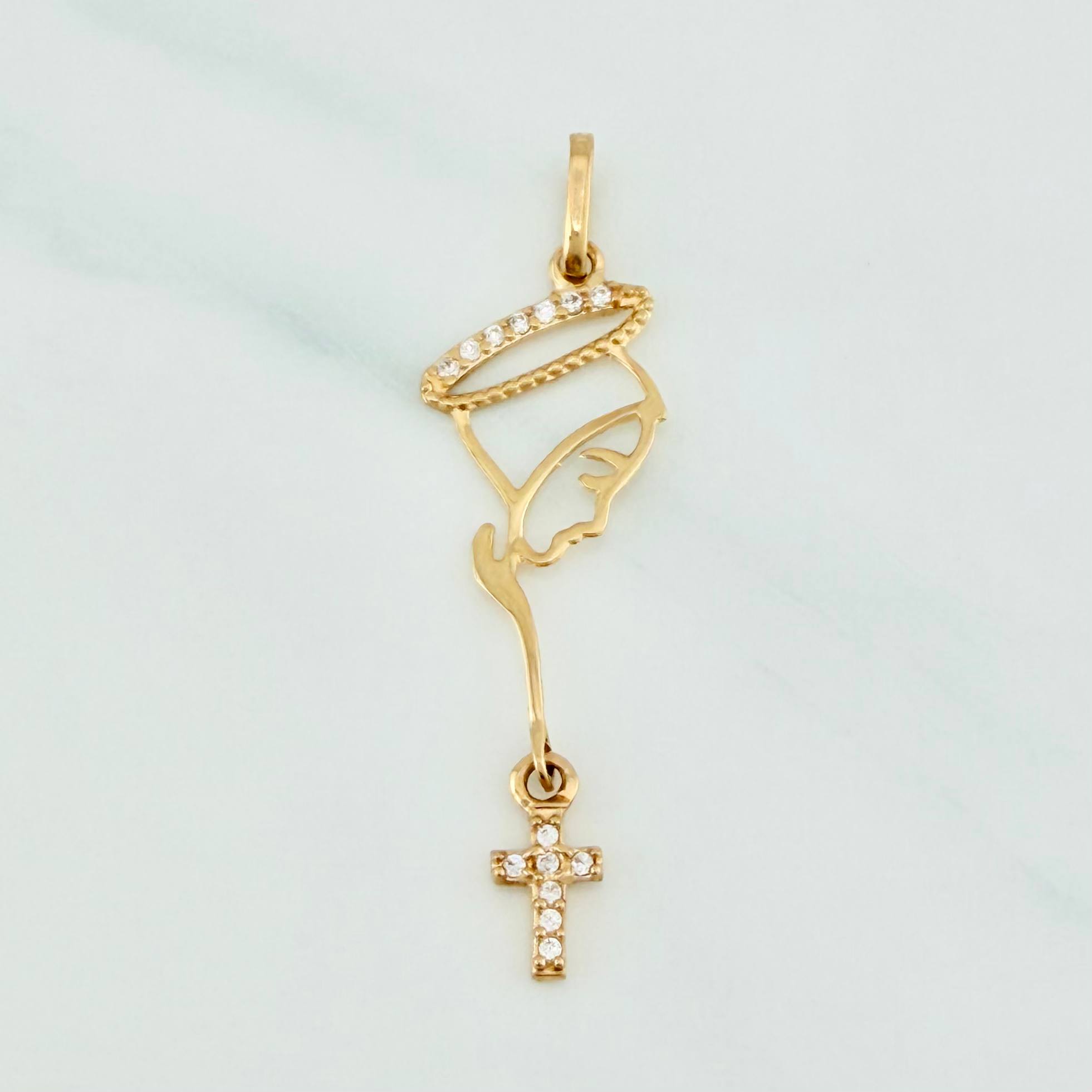 Dije Virgen Maria Cruz 0.75 g / 3.8 cm Oro Amarillo 18K