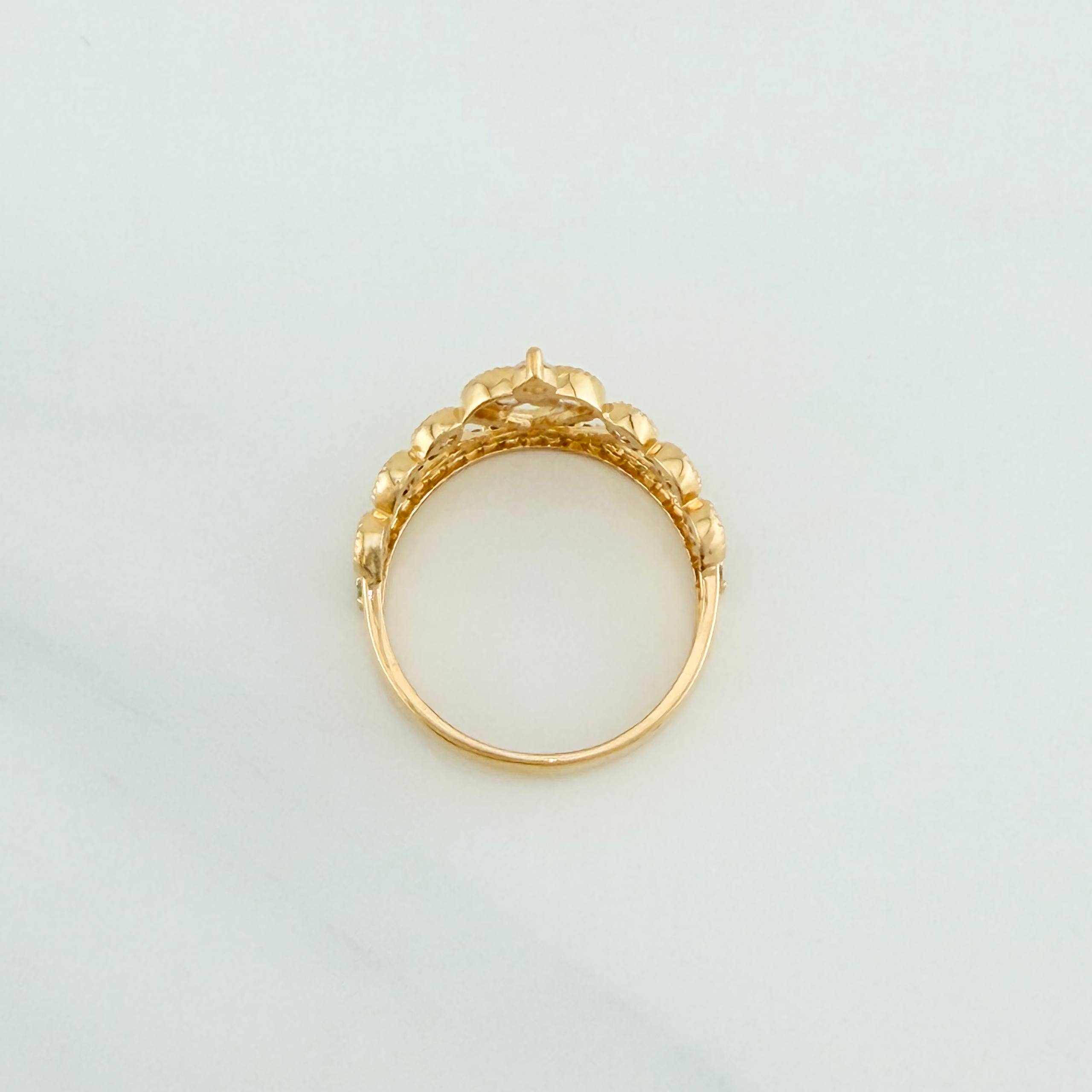 Anillo Corona 15S 2.1 g / T5 Dos Oros Amarillo Blanco 18K