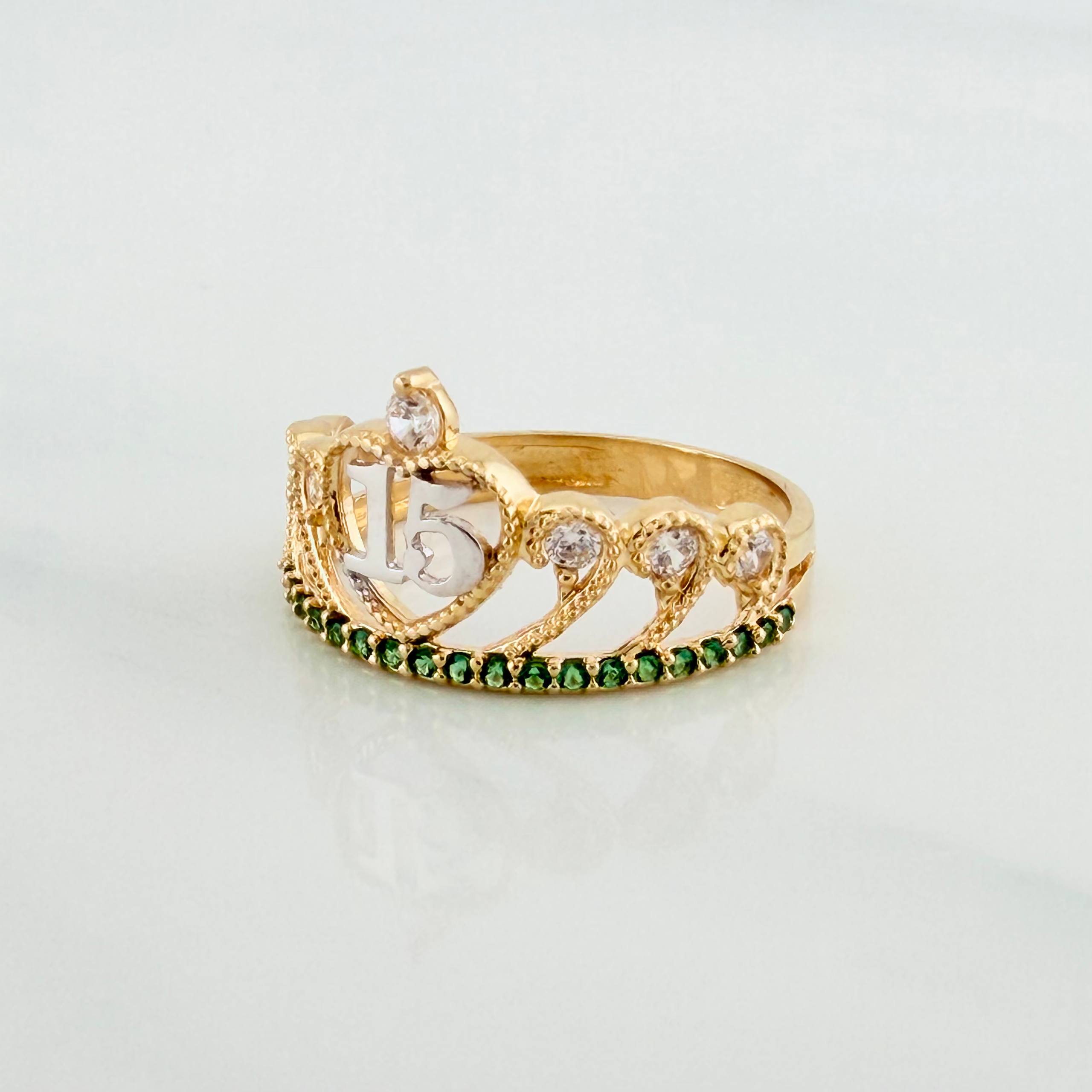 Anillo Corona 15S 2.1 g / T5 Dos Oros Amarillo Blanco 18K