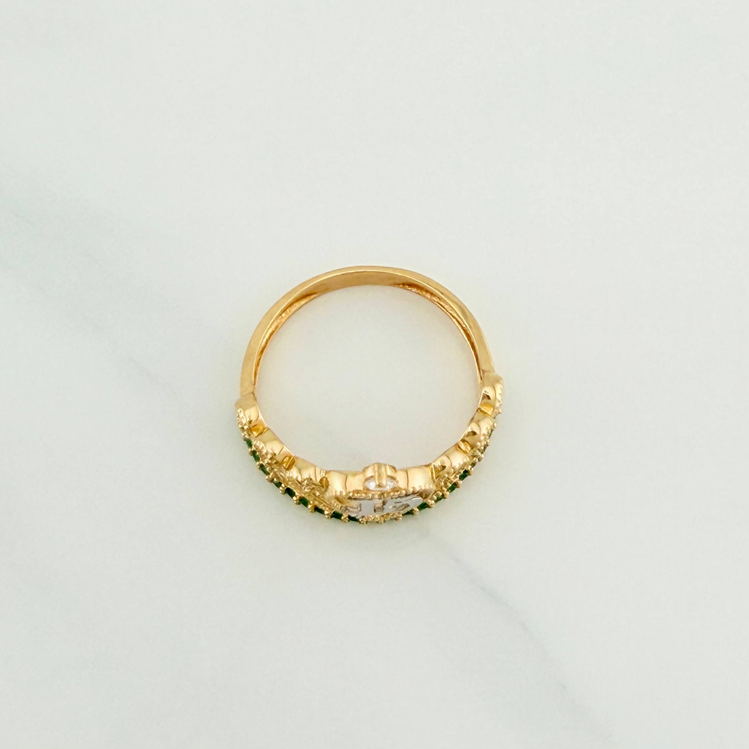 Anillo Corona 15S 2.1 g / T5 Dos Oros Amarillo Blanco 18K