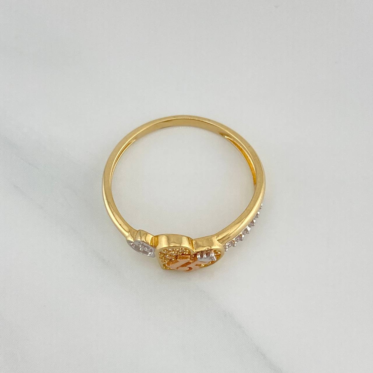 Anillo Corazon 15S 2.15 g / T7 1/4 Tres Oros 18K