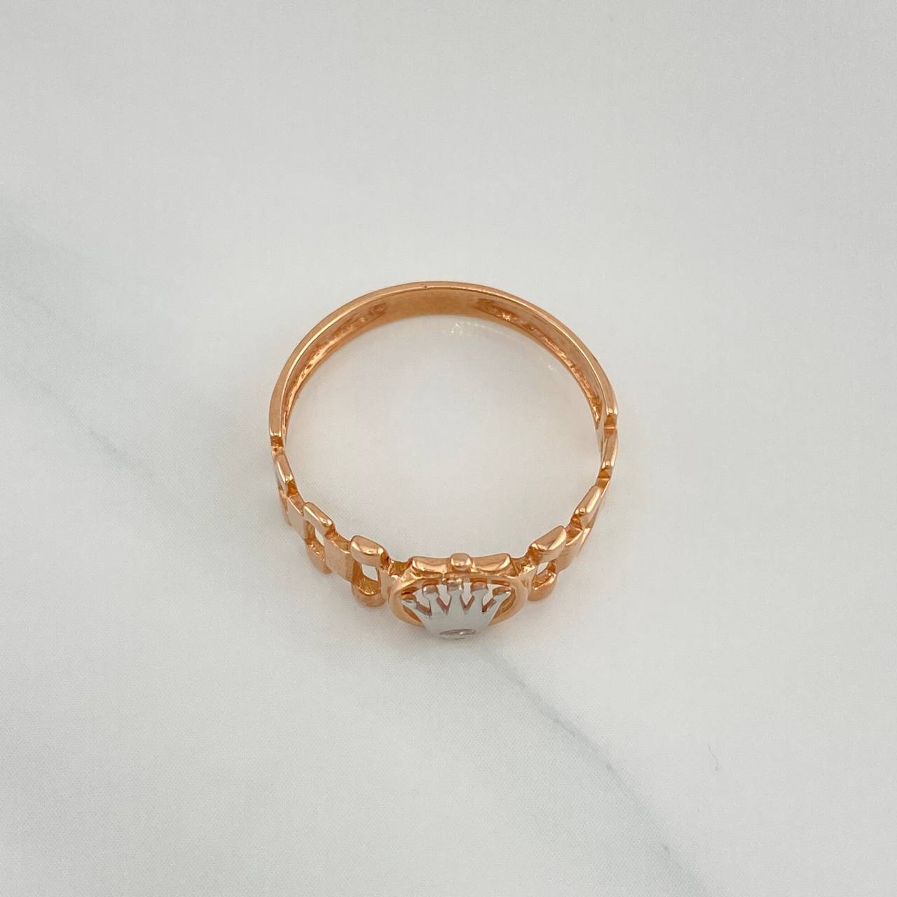 Anillo Correa Corona 1.95 g / T7 Dos Oros Blanco Rosa 18K