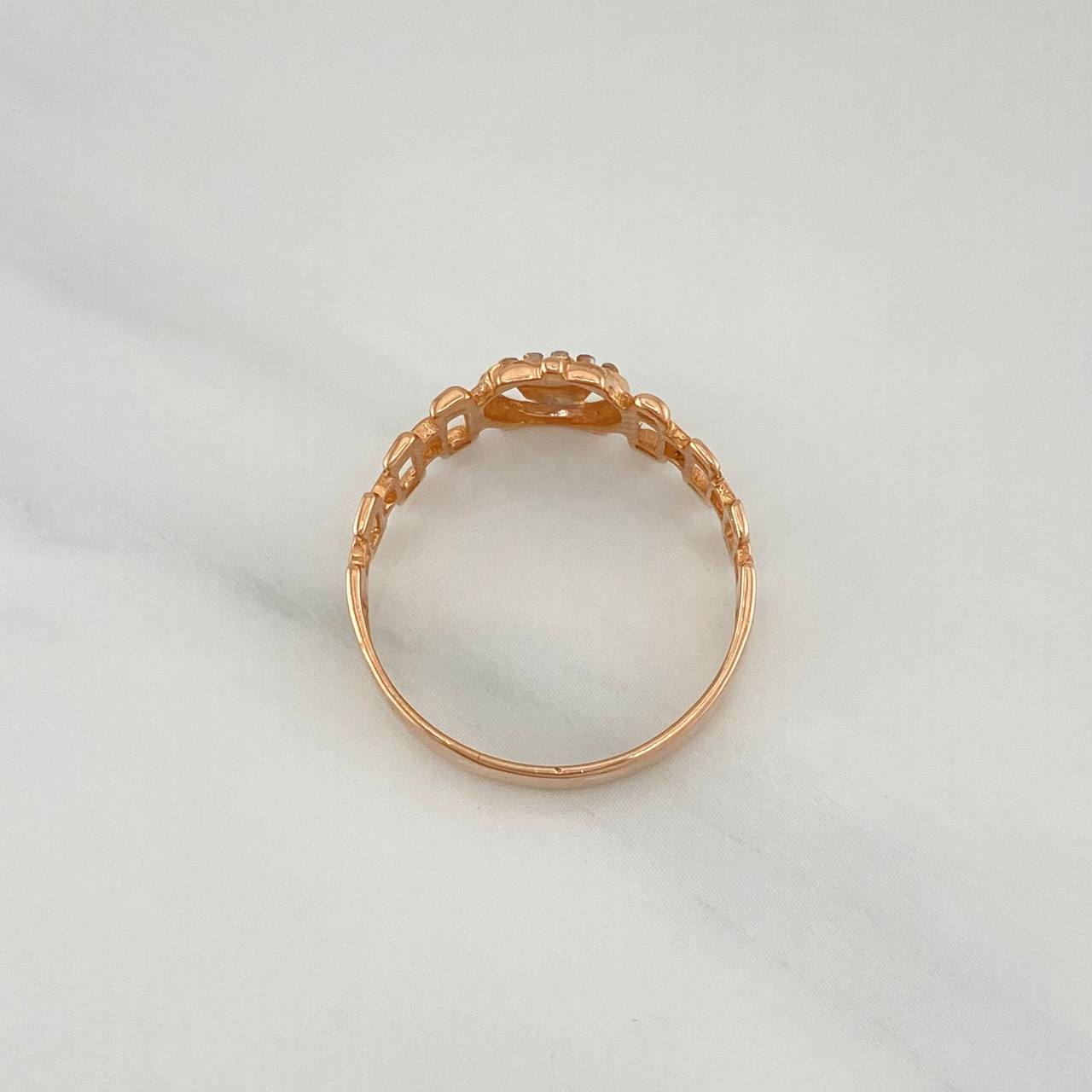 Anillo Correa Corona 1.95 g / T7 Dos Oros Blanco Rosa 18K