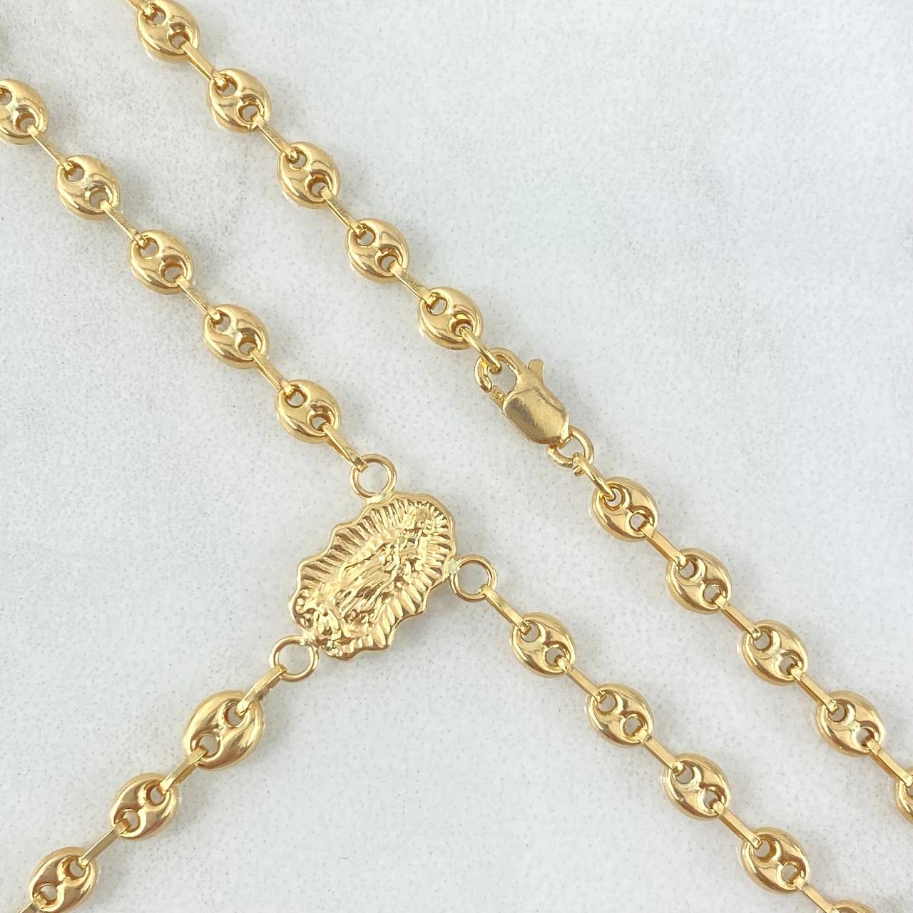 Rosario Gc Virgen de Guadalupe 6gr / 50cm / 4mm Cruz lisa Oro Amarillo