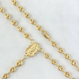 Rosario Gc Virgen de Guadalupe 6gr / 50cm / 4mm Cruz lisa Oro Amarillo