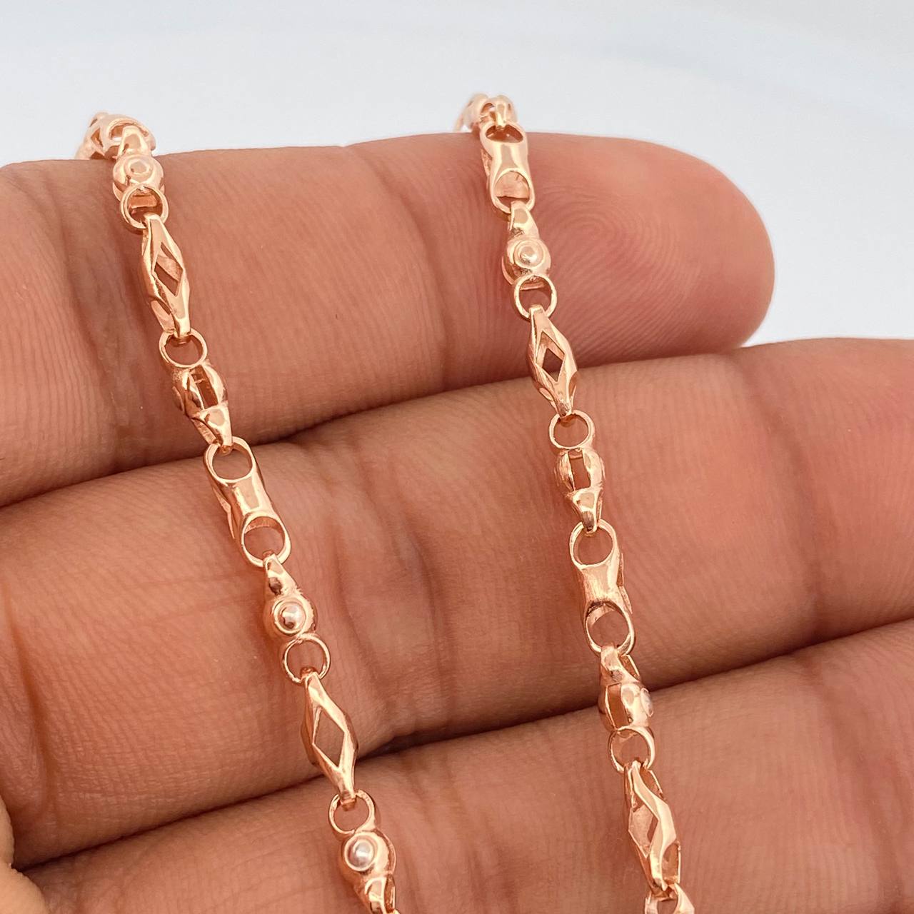 Cadena Rustica Rombos 13.35gr / 45.5cm / 3mm Oro Rosa 18K $