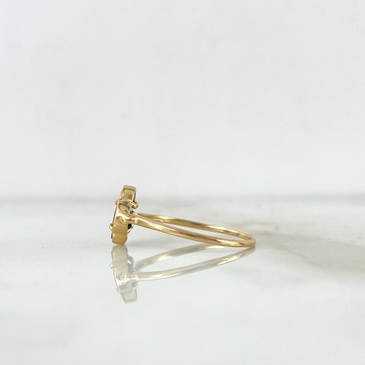 Anillo Trebol VCyA 1.55gr / T6 3/4 / Agata Negra Liso Oro Amarillo Nac.Esp. ©