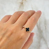 Anillo Trebol VCyA 1.55gr / T6 3/4 / Agata Negra Liso Oro Amarillo Nac.Esp. ©