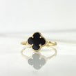 Anillo Trebol VCyA 1.55gr / T6 3/4 / Agata Negra Liso Oro Amarillo Nac.Esp. ©