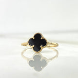 Anillo Trebol VCyA 1.55gr / T6 3/4 / Agata Negra Liso Oro Amarillo Nac.Esp. ©