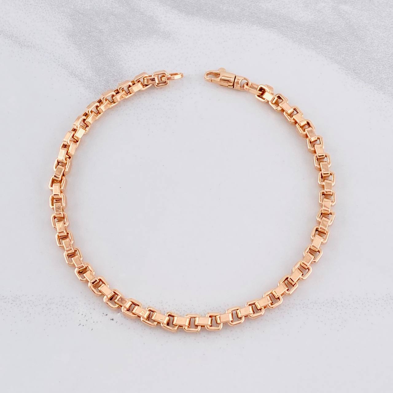 Pulso Veneciano Cuadrado 6.35g / 21.4cm / 4.3mm Oro Rosa 18K