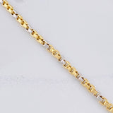 Pulso Veneciano Cuadrado 6.75g / 21.5cm / 4.4mm Dos Oros Amarillo Blanco 18K