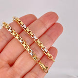 Pulso Veneciano Cuadrado 6.25g / 21.4cm / 4.3mm Dos Oros Amarillo Blanco 18K