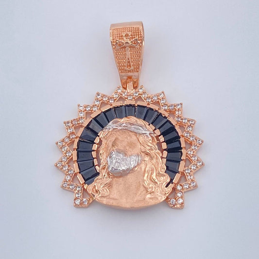Dije Cristo Rostro 7.35gr / 3.5cm / Dos Oros Blanco Rosa 18K $