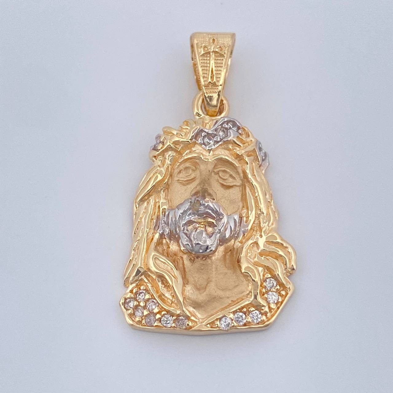 Dije Cristo Rostro 5.45gr / 3.4cm / Dos Oros Amarillo Blanco 18K $