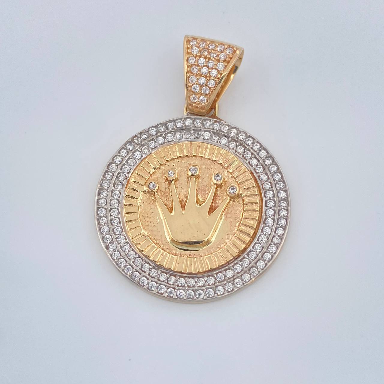 Dije Corona RX 6.6gr / 3.5cm / Dos Oros Amarillo Blanco 18K $