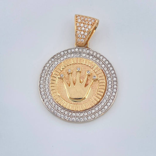 Dije Corona RX 6.6gr / 3.5cm / Dos Oros Amarillo Blanco 18K $