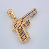 Dije Pistola 11.85gr / 3.4cm / Dos Oros Amarillo Blanco 18K $