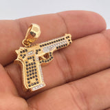 Dije Pistola 11.85gr / 3.4cm / Dos Oros Amarillo Blanco 18K $