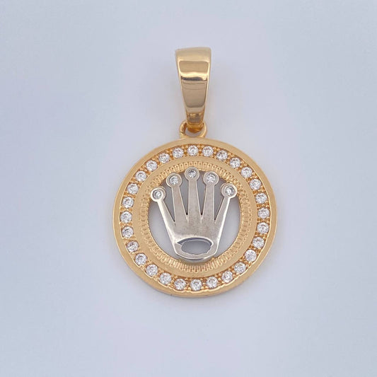 Dije Corona RX 5gr / 3.4cm / Dos Oros Amarillo Blanco 18K $