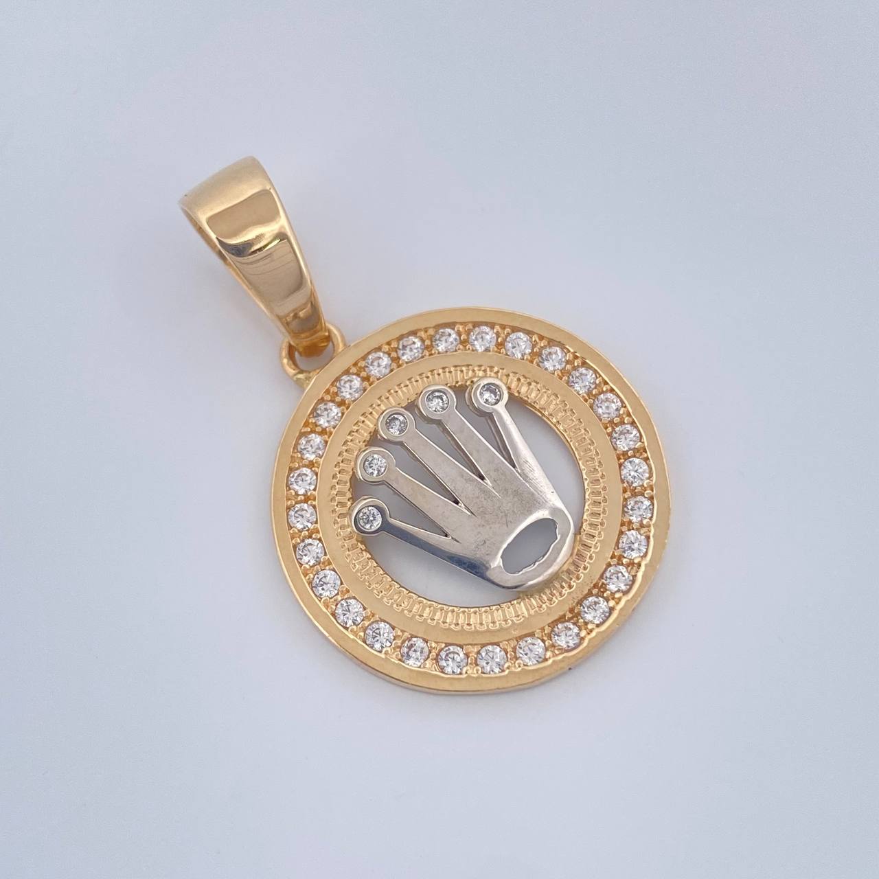 Dije Corona RX 5gr / 3.4cm / Dos Oros Amarillo Blanco 18K $
