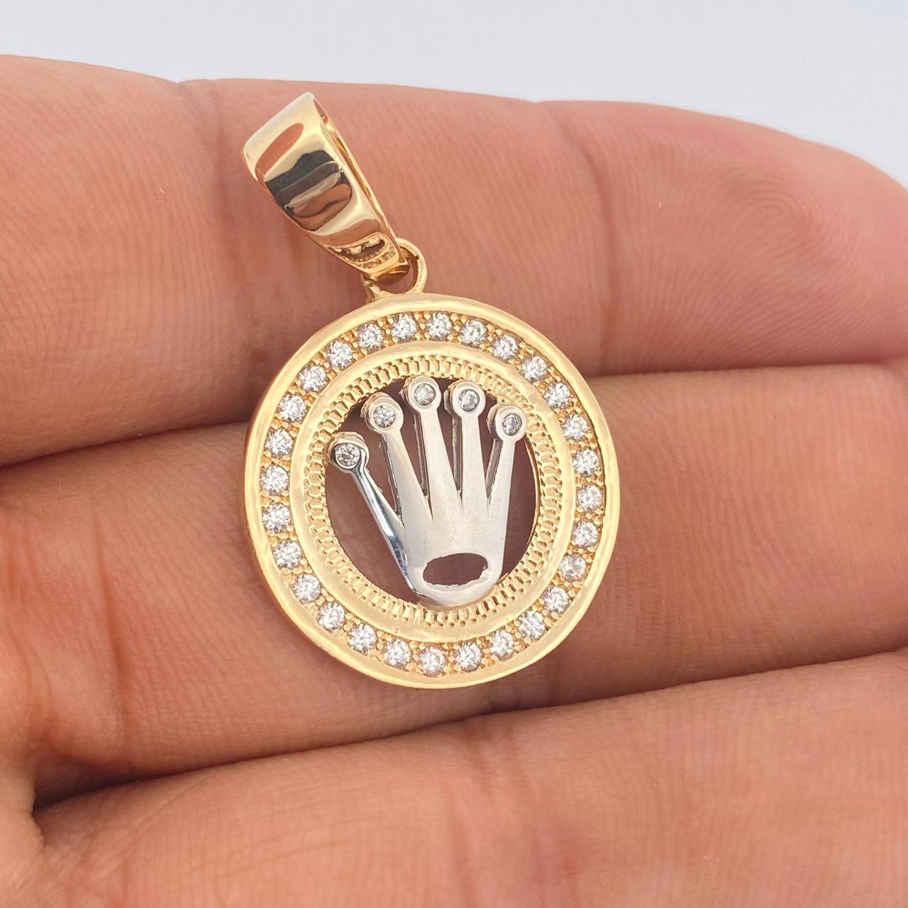 Dije Corona RX 5gr / 3.4cm / Dos Oros Amarillo Blanco 18K $