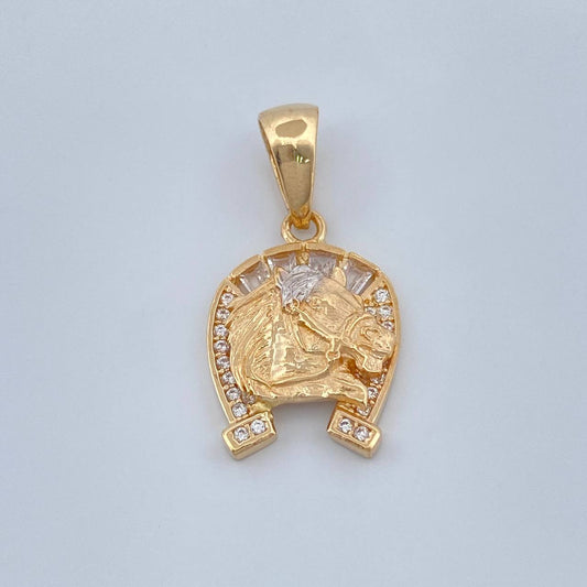 Dije Herradura Caballo 2.55gr / 2.5cm / Dos Oros Amarillo Blanco 18K +