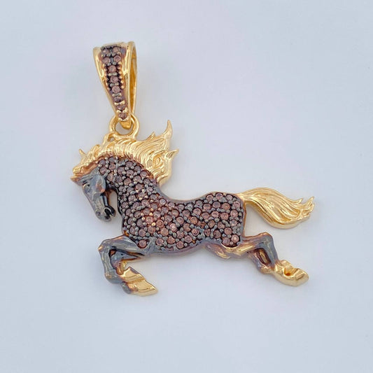 Dije Caballo 5.95gr / 4cm / Dos Oros Negro Amarillo 18K +
