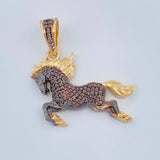 Dije Caballo 5.95gr / 4cm / Dos Oros Negro Amarillo 18K +