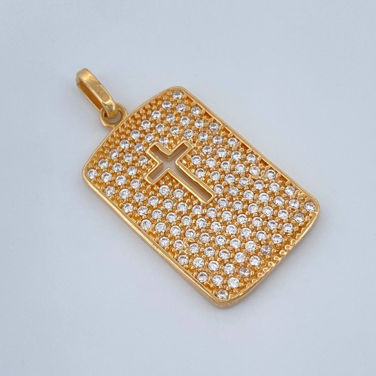 Dije Placa Cruz 2.6gr / 2.5cm / Oro Amarillo 18K +
