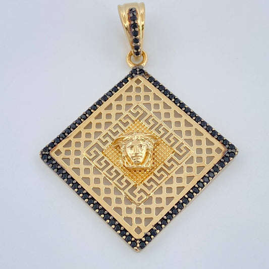 Dije Placa Medusa 4.85gr / 4.3cm / Oro Amarillo 18K +