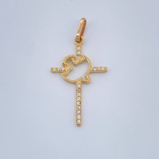 Dije Cruz Paloma 1gr / 3.1cm / Oro Amarillo 18K &