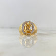 Anillo Caballo Ovalo 9.45gr T9 3/4 Circones Blancos Dos Oros Blanco Amarillo