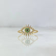 Anillo Ojo Mistico 1.75gr / T6 / Circones Blancos Verde Negro Oro Amarillo