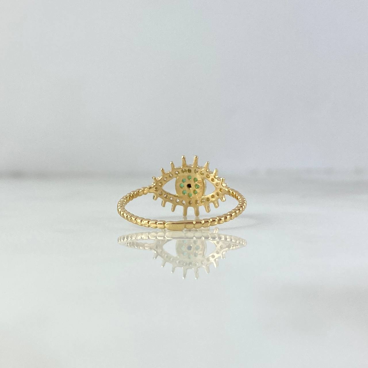 Anillo Ojo Mistico 1.75gr / T7 1/2 / Circones Blancos Verde Negro Oro Amarillo