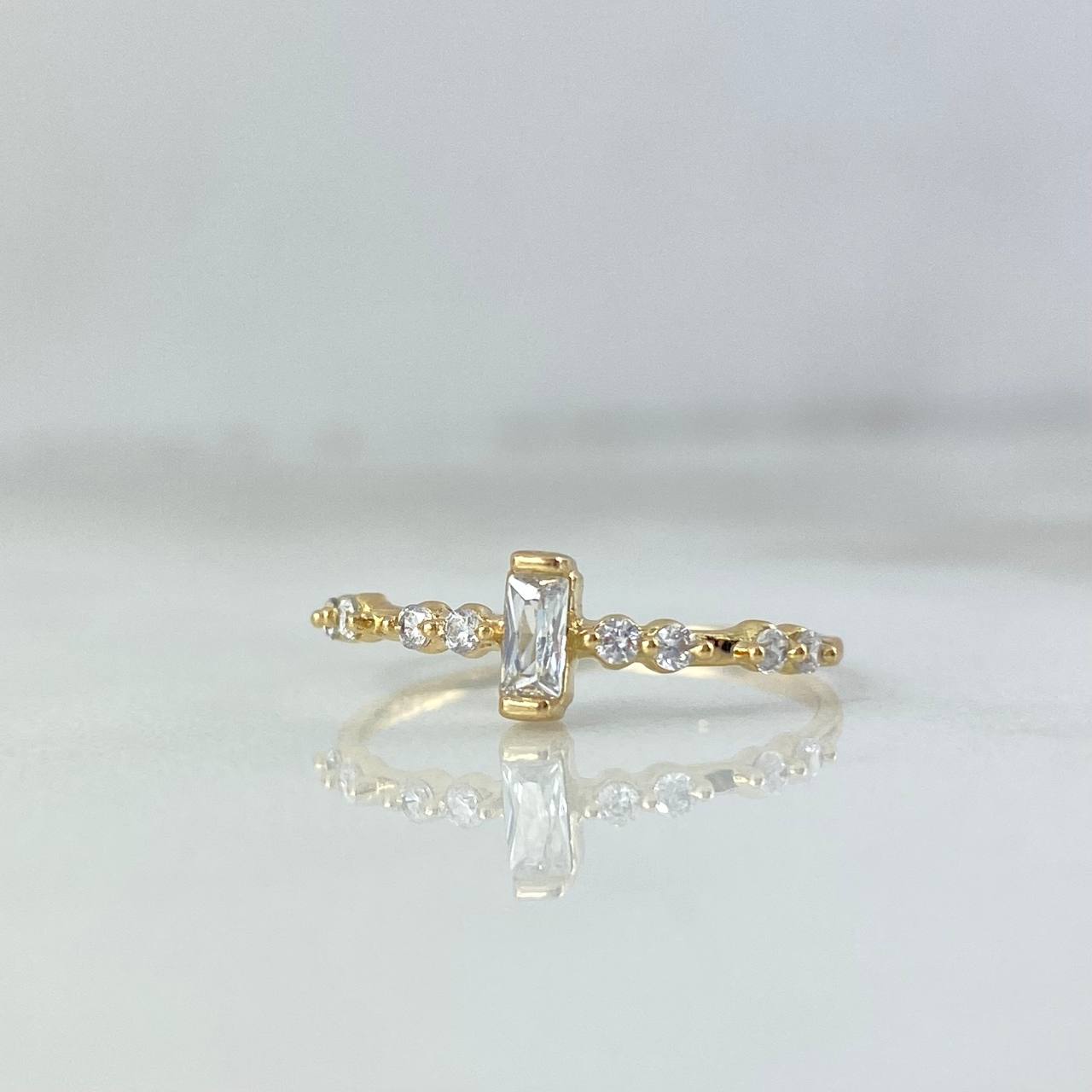 Anillo Solitario Morse Rectangular 1.15gr / T6 / Circones Blancos Oro Amarillo