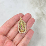 Dije Virgen de Guadalupe 4.3gr / 3.5cm / Circones Blancos-Verdes-Fucsias Oro Amarillo