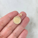 Dije Placa Circular 3.85gr / 3cm / Circones Blancos Oro Amarillo